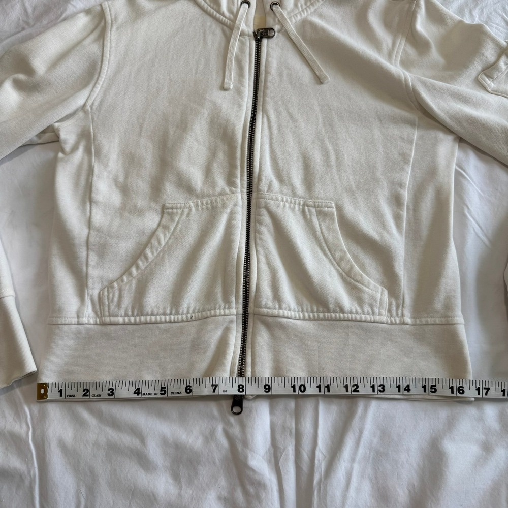 Gap Vintage Y2K Off White Full Zip Hoodie Womens Cream Sweatshirt Sleeve Pocket - Picture 5 of 11